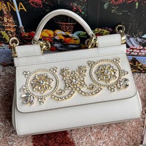 Women designer bag Small Sicily handbags Fashion palm prints calfskin crossbody bags Luxury shoulder bags Classic tote bag Top handle bags Platinum bags With mirror