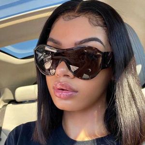 Sonnenbrille Futuristische Schild Sonnenbrille für Frauen Männer Mode übergroß