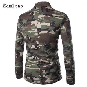 Men's Suits Samlona Plus Size Men Fashion Blazers Lapel Collar Jackets Vintage Camouflage Outerwear 2024 Spring Outdoor Casual Blazer