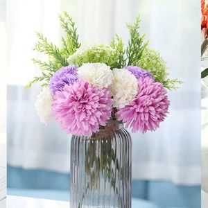 Decorative Flowers Artificial Chrysanthemum Flower Potted Plant Lifelike Gypsophila Wood Bonsai Home Garden Ornaments Decoration