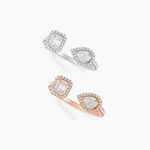 Rings de cluster Original Luxury Multi Brand My Twin Jewelry Series Rose Gold Gold em forma de coração Anel de diamante para o presente de noivado feminino