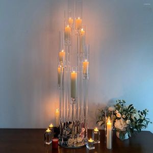 Ljushållare Hemvaror Single Head Crystal Candlestick Wedding Table Centerpieces Decor Transparent Holder Clear Acrylic 147