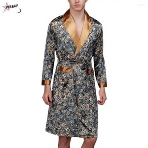 Abbigliamento da casa Pulabo Men Aokrobe Simulation Silk Stampa di seta Lingerie Lingerie da uomo Summer Robes Senior Senior Sleep abbigliamento