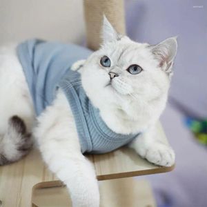 Собачья одежда для любимой одежды весна и летняя вафельная синяя три кошки плюшевые цвета короткий жилет розовый бишон gree e2s4