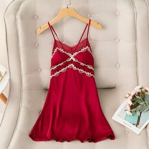 Women's Sleepwear Women Sexy Lace Hollowed Out Nightgown Spaghetti Strap Chemise Nightdress Loose Casual Home Clothes Intimate Lingerie