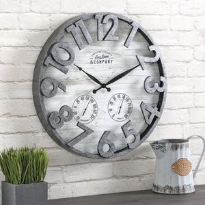 Väggklockor Dark Silver Shiplap Outdoor Clock Farmhouse Analog 18 x 2,5 in