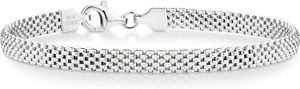 Miabella 925 sterling silver Italian 5mm mesh chain bracelet for women made in Italy