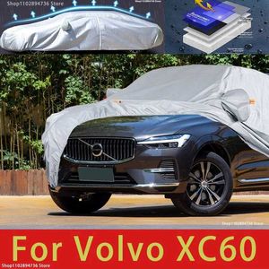 ボルボXC60屋外保護フルカーカバースノーカバー太陽シェーディングダスト予防と外部カーアクセサリーT240509に適した車のカバー