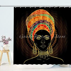 Duschgardiner Tribal Afro Woman Mandala Art Drawing Curtain