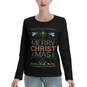 Polos Women Brzydki sweter świąteczny - Knit autorstwa babcia Merry Christ Mas Religijne chrześcijańskie kolorowe koszulki z długim rękawem
