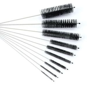 Tubo d'acciaio 10pcs inossidabile nylon set di capelli morbidi pennello per gli occhiali che bevono cannuccia tubo di serbatoio di pesce