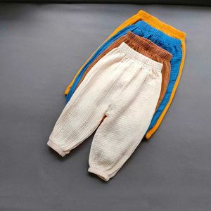 Trousers Shorts Childrens clothing summer boys and girls cotton folding loose pants baby girls casual pure cotton liposuction breathable pantsL2405L2405