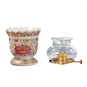 Candle Holders 1Pc Decorative Butter Lamp Base Handcraft Ceramic Candlestick (Random Pattern)