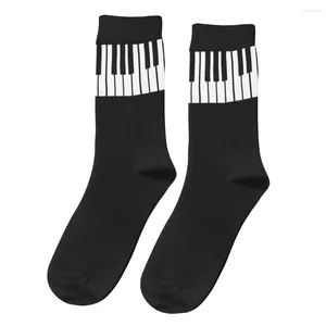 Teclado de meias masculinas vintage no piano preto keys music arte unissex hip hop sem costura estampada happy crew sock presente