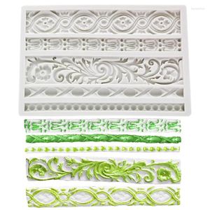 Baking Moulds 19x12cm Embossed Flowers And String Cake Rim Decoration Silicone Mold DIY Tools Handmade Candy Chocolate Making Kit