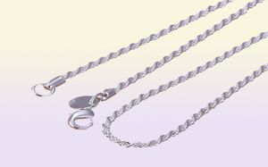 Розничная торговля целым 925 серебряным ожерельем Женское ожерелье 2 мм 16 18 20 22 24 -дюймовая веревочная цепь ювелирных украшений Accesorie3322367