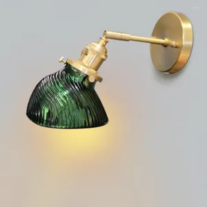 Стеновая лампа Nordic Green Vintage Brass Glass Sconce Светло