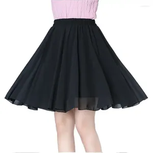 Kjolar 2024 Kvinnor Summer Chiffon Solid Mini Kjol 9 Färg Casual Loose All-Match Elegant Sweet Vestido Falda Mujer
