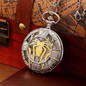 Pocket Watches Antique Skeleton Spider Vintage Roman Numerals Quartz Watch Necklace Pendant Clock Chain Men Women With Gifts