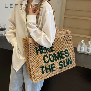 Leftside Summer Letter Design Women Weave Straw Counter Bag Bags Lady Highcapacity Bagcy 240417