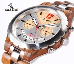 Bobo Bird Eleganckie drewniane zegarki męskie Top marka luksusowa metalowa ręka na rękę wodoodporną wyświetlacz Marcas de reloj hombre wq28 c19025499685