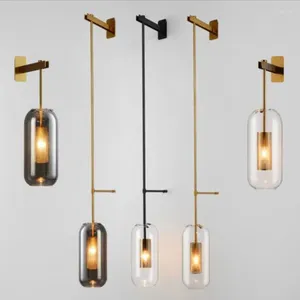 Lâmpada de parede Pós-moderna luzes de vidro de ouro para o banheiro espelho de quarto luminárias