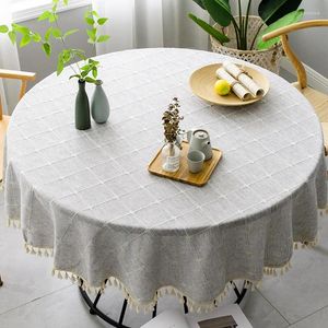 テーブルクロスモダンシンプルな小さな丸いテーブルクロスコットンリネン格子茶北欧の家庭