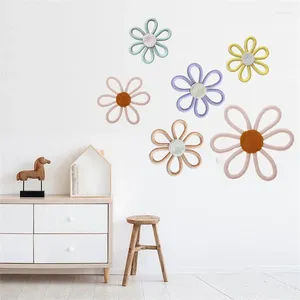 Dekorativa figurer Boho Decor Woven Daisy Flowers Wall Decoration Baby Girls Kids Nursery Dorm Macrame Hanging 2024