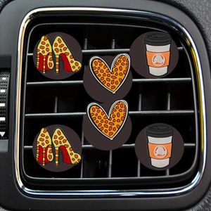 Safety Belts Accessories Leopard Print Cartoon Car Air Vent Clip Clips Conditioner Outlet Per Freshener Drop Delivery Otxli
