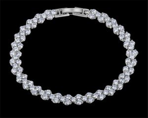 Роскошные сияющие кристаллические браслеты подлинные 925 серебряных браслетных браслетов бриллианты римские теннисные изделия