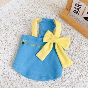 Dog Apparel Pet Clothing Bowknot Suspender Vests For Dogs Clothes Cat Small Bee Embroidery Cute Thin Spring Summer Yorkshire Accessories