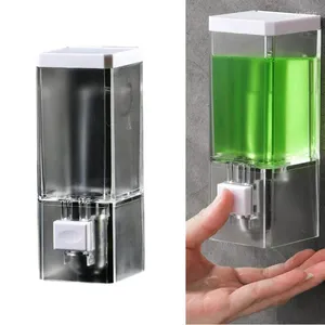 Жидкий мыльный дозатор 250 мл Ручной прозрачной стены, установленной на ванную комнату для дезинфицирующего средства для душевой бутылки для душа.