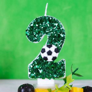 5Pcs Candles 1pcs Football Candle Birthday Cake Decor Sparkling Digital Green Candle Cake Topper Baking Wedding Party Gatherings Decoration