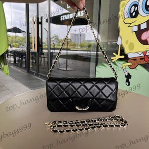 Designer Black Lambskin Baguette Pearl Buckle Underarms Shoulder Bags Wedding Evening Party Cosmetic Case Large Capacity Gold Chain Crossbody Handbags 25x5x12cm