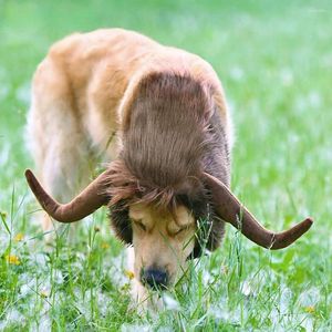 Hundkläder cosplaykläder boskap horn kostymer vinter varmt husdjur för hundar rolig festdekoration med örontillbehör