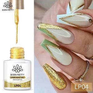 10 ml Gold Liner Farbe Gelnagellack für Streifenlinie Französische Nägel Superheller Spiegel Zeichnen Graffiti Malerei Gel 240423