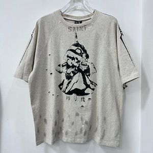 Camisetas vintage camisetas nos homens homens pintados tops impressos tee hip hop fotos reais 2024