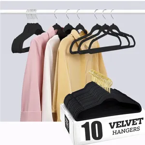 Cabides 10pcs Velvet Roupas não deslizantes de 45 cm Salvando cabide Ultra Slim para calça de casaco Vestido Armazenamento de vestuário Rack