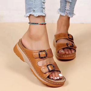 Dress Shoes 2024 Summer Large Size Sandals Independent Diamond Fashion Wedges Spot Casual Roman Slippers Women