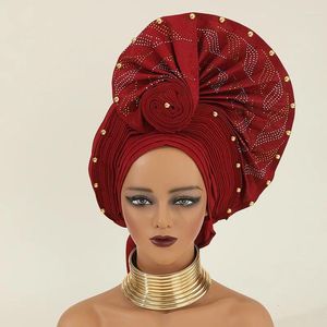 Canna di abbigliamento etnico Hijab Turbante Mujer Head Auto Gele Headtie ha già fatto la testa di gelee nigerian avvolta il sego africano 1set
