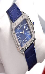 Новые V12 WJSA0016 Швейцарские кварцевые женские женские часы 18K Белый золотой алмаз Безель Blue Dial Белый римский маркеры Голубая кожа Hiwatch4715109