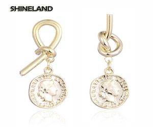 Shineland Vintage King Coin Coin Serprait Серьги сплав сплавные сплавные серьги для женщин для женщин этнические украшения Brincos5817544