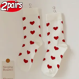 Kadınlar Çoraplar Komik Aşk Polka Nokta Çorap Kırmızı Desen Pamuk Erkek Mürettebat Sokak Tide Orta Tüp Sox Hediye Moda Sevimli Yenilik