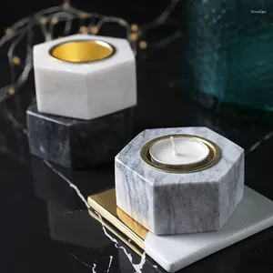 Candle Holders Modern Nordic Style Aesthetic Table Creative Candlestick Marble Portavelas Home Decoration