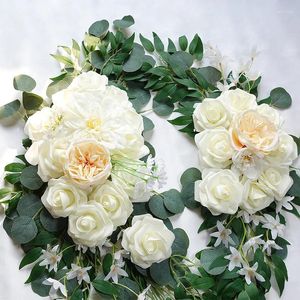 Dekorative Blumen 2PCS Künstliche Eckdreieck Hochzeitsbogen Kit für Party Zeremonie Empfang Hintergrunddekoration