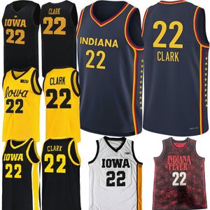 2024 Final Four Jerseys 4 Indiana Caitlin Clark Women College Basketball Iowa Hawkeyes 22 Caitlin Clark Jersey Home Away Gul Black White Navy Men Shirt