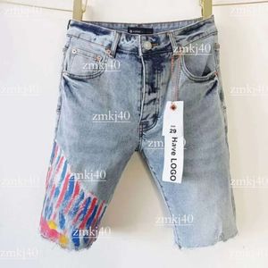 Lila Jeans Kurzer Designer Kurzpile Brand Jeans Purple Brand Herren Shorts Lila Sommerhöhle Hochwertige gestickte Denim Shorts Herrenlila Jeans 408