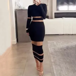 Casual Dresses 2024 Autumn Women's Clothing Niche Mesh Stitching Sexy Girl Tight Dress For Women