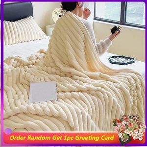 Filtar Vinter varm fluffig filt för sovrum bekväma mjuka säng täcker fast färg tjocka sängkläder