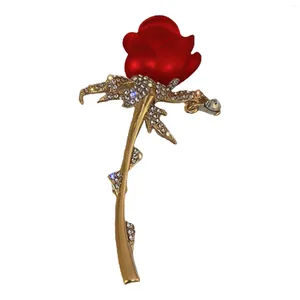 dangle earrings red Rose Flower Brooches for Elegant Lapel Pins Wedding Party Badge Jewelry Metal Color：3